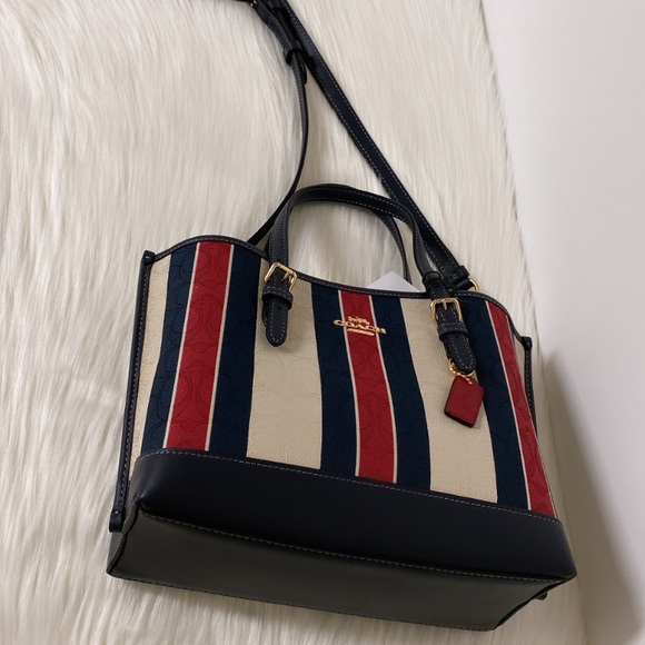 NWT💃Coach Mollie Tote 25 In Signature Jacquard With Stripes - Picture 5 of 13